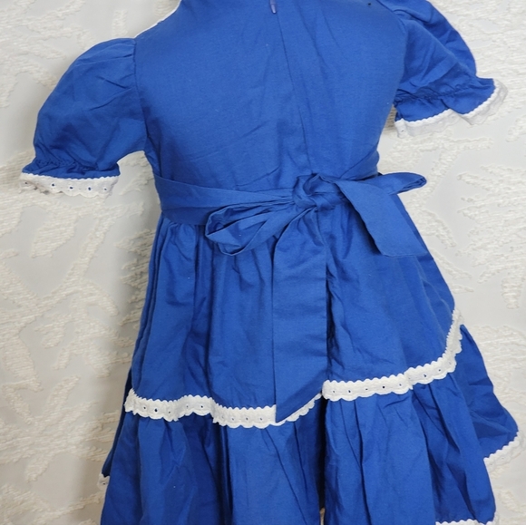 vintaje Blue Dress with White Lace Trim - Picture 3 of 6